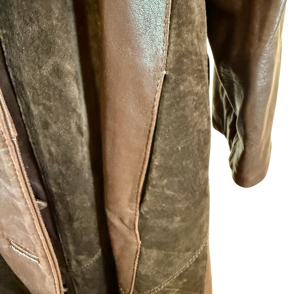 Vintage Di Capra International Brown Leather & Suede Patchwork Coat - Picture 10 of 15